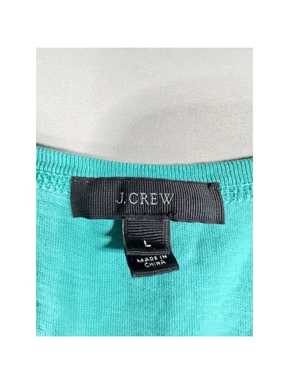 J.Crew Womens High Neck Tank Top Teal Turquoise Blue 100% Cotton Slub Size L